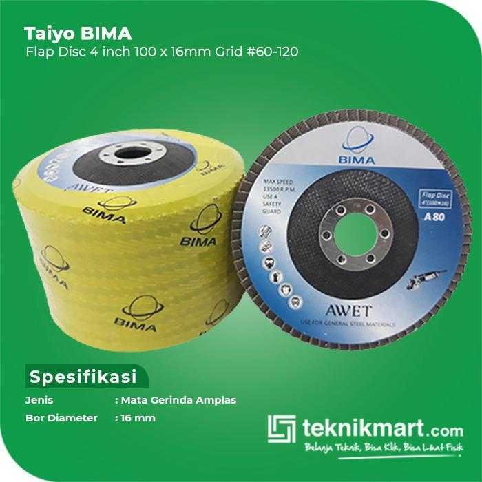 TAIYO A60 BIMA FLAP DISC GRID #60 100X16MM - Image 2