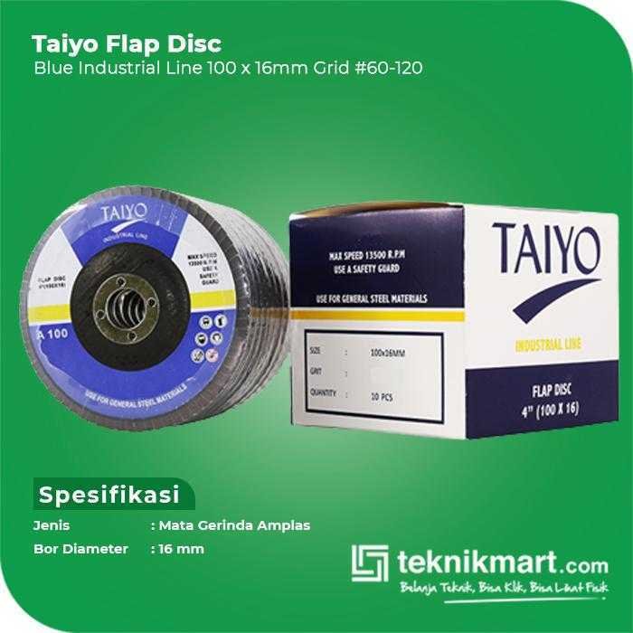 TAIYO FLAP DISC INDUSTRIAL BLUE LINE GRID #150 100X16MM - Image 2