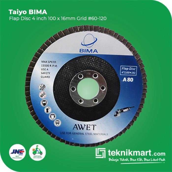 TAIYO A120 BIMA FLAP DISC GRID #120 100X16MM - Image 3