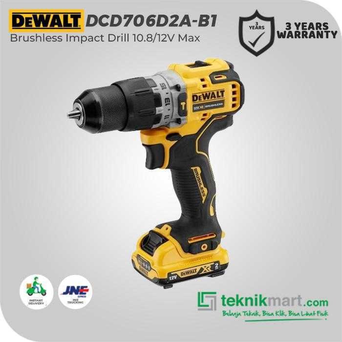 DEWALT DCD706D2A BRUSHLESS IMPACT DRILL 12V 13MM (2X BATTERY 2.0AH, 1X CHARGER, 1X KOTAK ALAT) - Image 3