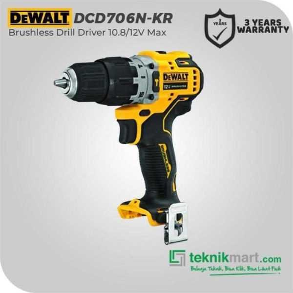DEWALT DCD706N BRUSHLESS DRILL DRIVER 12V 10MM 0-425/1500 RPM (UNIT ONLY)