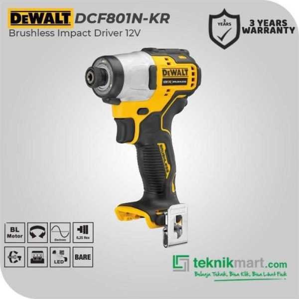 DEWALT DCF801N BRUSHLESS IMPACT DRIVER 12VOLT 163NM (UNIT ONLY)