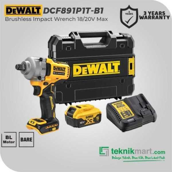 DEWALT DCF891P1T BRUSHLESS IMPACT WRENCH 20V MAX SQ 1/2" 812 NM 5.0AH XR LI-ION