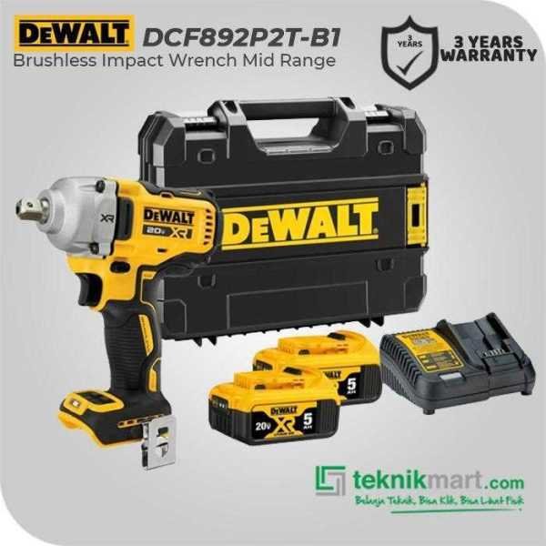 DEWALT DCF892P2T BRUSHLESS IMPACT WRENCH MID RANGE 18/20V SQ 1/2" 1084NM 5.0 AH