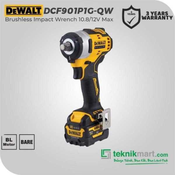 DEWALT DCF901P1G BRUSHLESS IMPACT WRENCH 12V MAX SQ 1/2" 340NM 5.0AH LI-ION