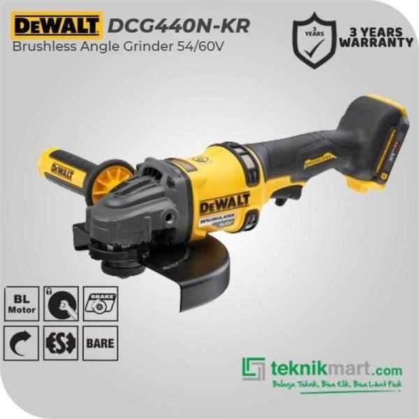 DEWALT DCG440N BRUSHLESS ANGLE GRINDER 54/60VOLT MAX 7INCH / 180MM (UNIT ONLY)