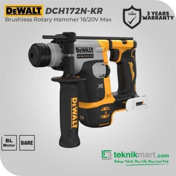 DEWALT DCH172N BRUSHLESS ROTARY HAMMER SDS PLUS 20V MAX 1.4 JOULE 16MM (UNIT ONLY)