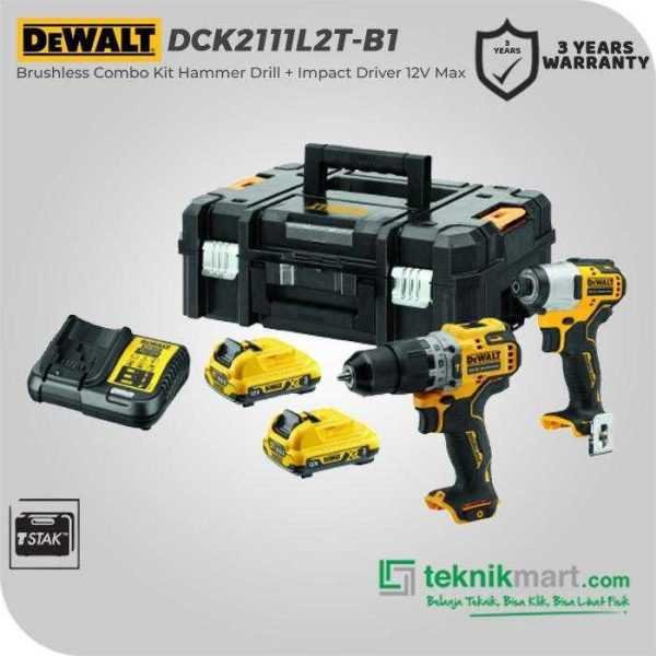 DEWALT DCK2111L2T BRUSHLESS COMBO KIT HAMMER DRILL + IMPACT DRIVER 12V MAX (HAMMER DRILL DCD706 + IMPACT DRIVER DCF801)