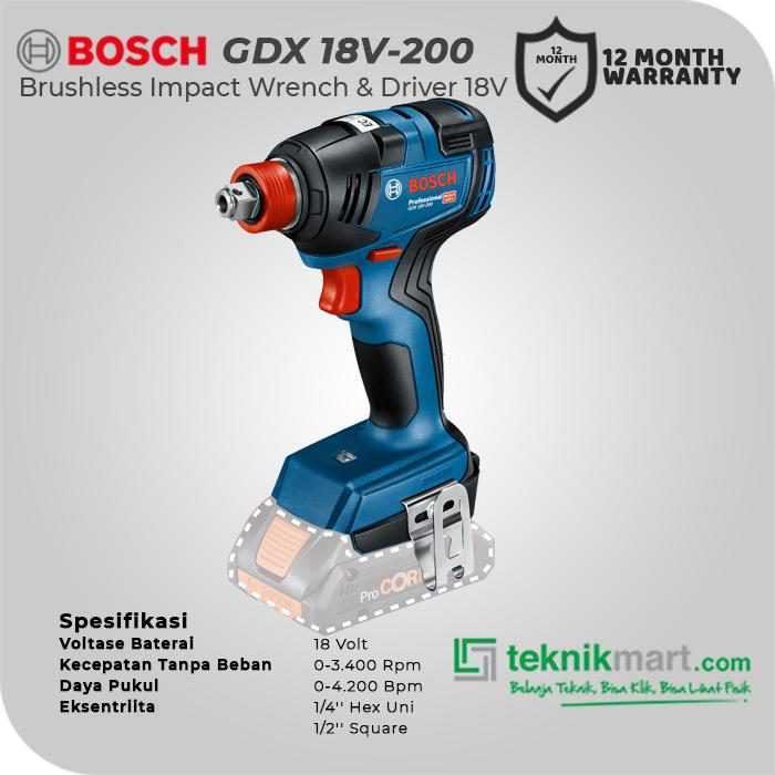 BOSCH GDX 18V-200 BRUSHLESS IMPACT DRIVER & WRENCH 18VOLT SQ 1/2INCH (UNIT ONLY) - Image 2