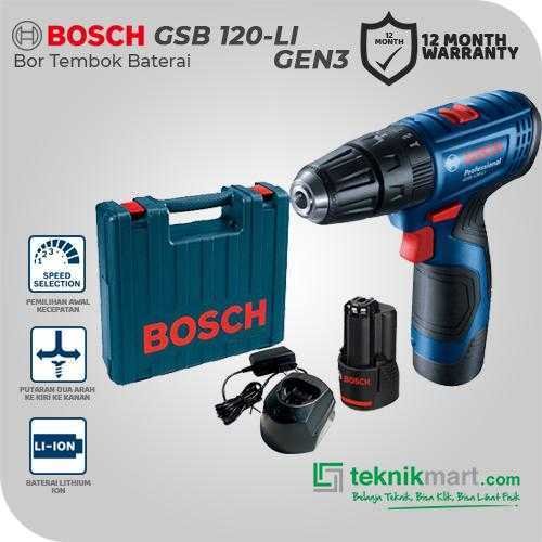 BOSCH GSB 120-LI GEN3 CORDLESS IMPACT DRILL 12V LI-ION 2X2.0AH,CHARGER