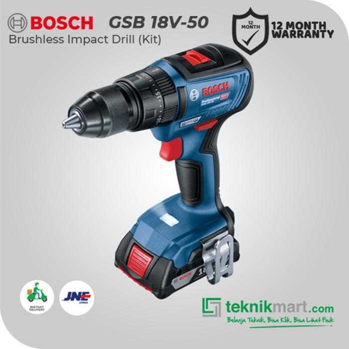 BOSCH GSB 18V-50 BRUSHLESS IMPACT DRILL 18VOLT 2.0AH KIT (2X GBA 2.0AH, 1X GAL 18V-20, 1X KOTAK ALAT) - Image 3