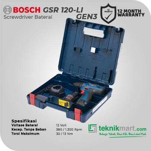 BOSCH GSR 120-LI GEN3 CORDLESS DRILL DRIVER WITH ACC 12VOLT 2.0AH 0-1300RPM (1X BATT 2.0AH, 1X CHARGER, ACC KIT) - Image 2