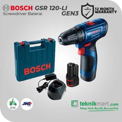 BOSCH GSR 120-LI GEN3 CORDLESS DRILL DRIVER WITH ACC 12VOLT 2.0AH 0-1300RPM (1X BATT 2.0AH, 1X CHARGER, ACC KIT) - Image 3