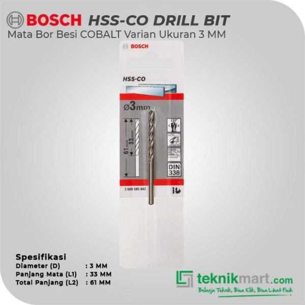 BOSCH HSS-CO METAL DRILL BIT 3X33X61MM (MATERIAL COBALT)