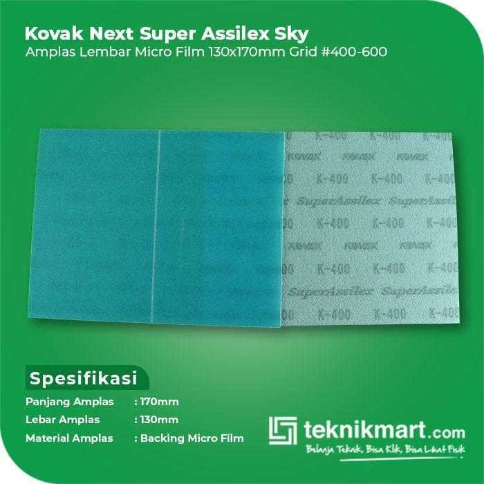 KOVAX SUPER ASSILEX BLUE SKY AMPLAS SHEET KERTAS GRID #600 130X170MM - Image 3