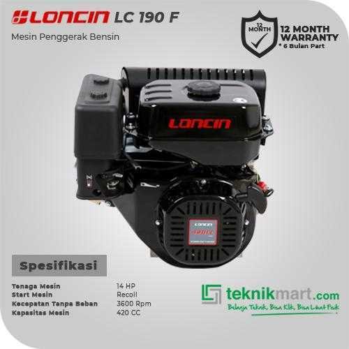 LONCIN LC 190 F RECOIL GASOLINE ENGINE 420CC 14HP - Image 2