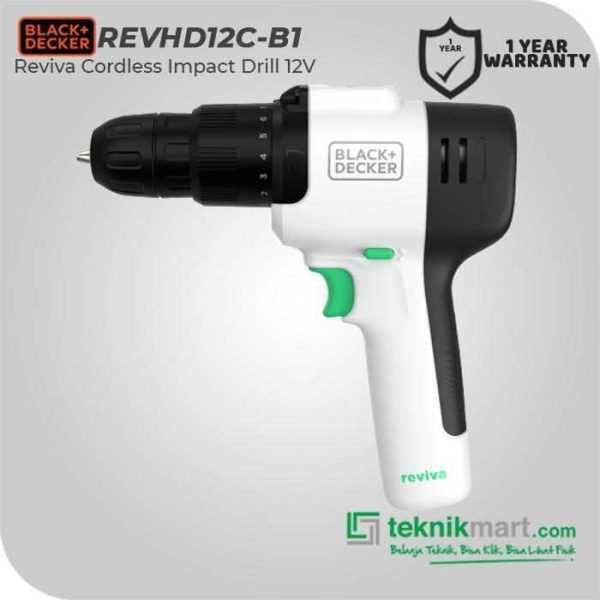 BLACK AND DECKER REVHD12C REVIVA CORDLESS IMPACT DRILL 12V 550RPM 10MM