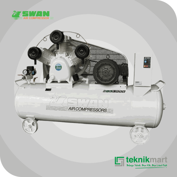 SWAN SDUM-310 COMPRESSOR 10HP OIL LESS DUAL SYSTEM DENGAN MOTOR, AUTO & SEMI AUTO SYSTEM 300L 8BAR 7.5KW