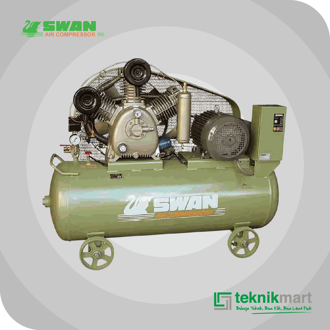 SWAN SWUM307N COMPRESSOR 7.5HP DUAL SYSTEM DENGAN MOTOR, AUTO & SEMI AUTO SYSTEM 240L 8BAR 5.5KW