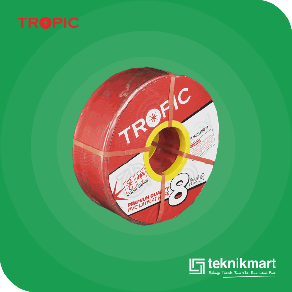 TROPIC SELANG BUANG WARNA MERAH 3" 8 BAR 1ROL @50 MTR