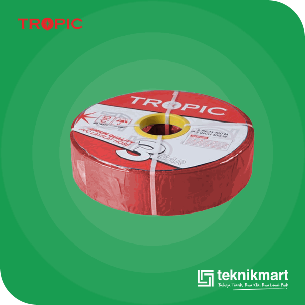 TROPIC SELANG BUANG WARNA MERAH 3" 3 BAR 1ROL @100 MTR
