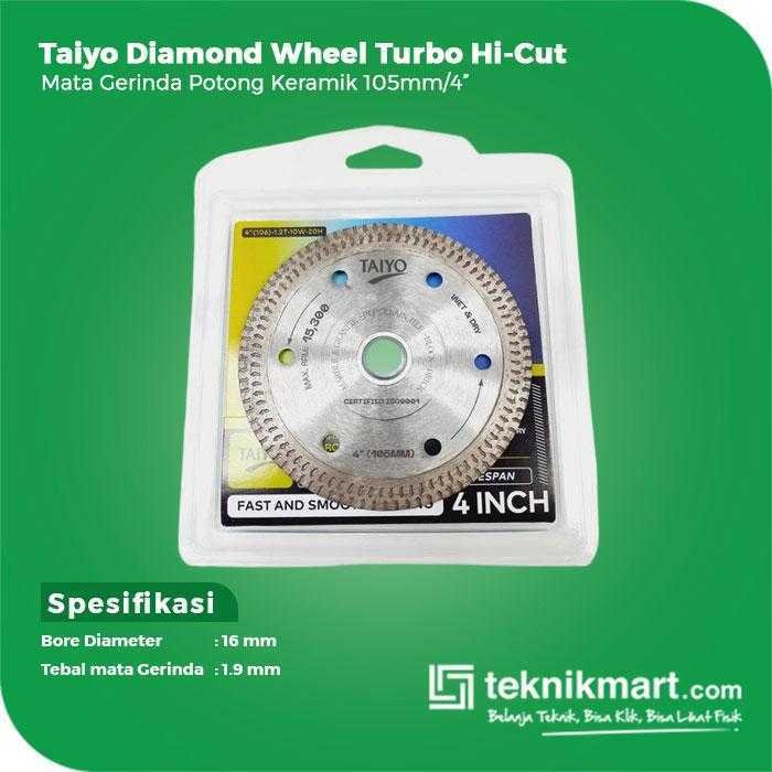 TAIYO DIAMOND WHEEL FOR MARBLE & GRANITE 105X1.5X20/16MM (TURBO HI-CUT PREMIUM) - Image 2