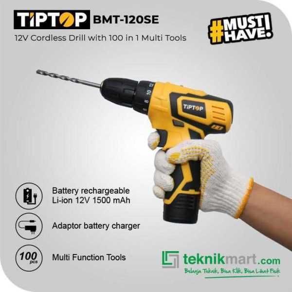 TIP TOP BMT-120SE CORDLESS SCREWDRIVER DRILL 12V WITH 100 IN 1 MULTI TOOL
