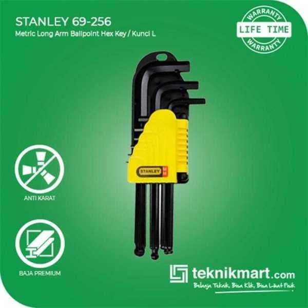 STANLEY 69-256 BALLPOINT HEX KEY SET 9 PCS METRIC LONG ARM (1.5/2/2.5/3/4/5/6/8/10MM)