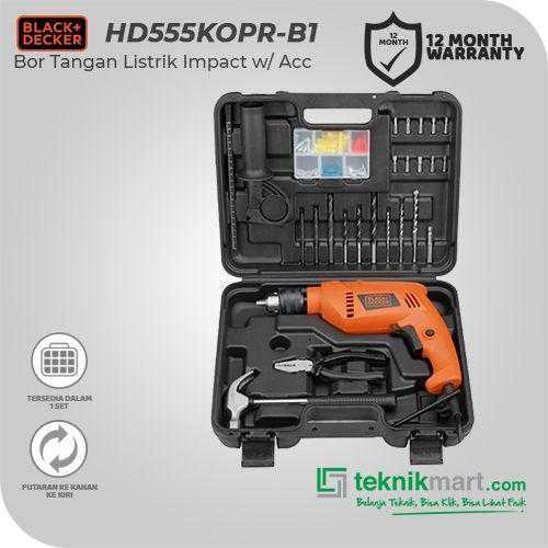 BLACK AND DECKER HD555KOPR HAMMER DRILL 550WATT 13MM VALUE PACK (88 ACCESSORIES)