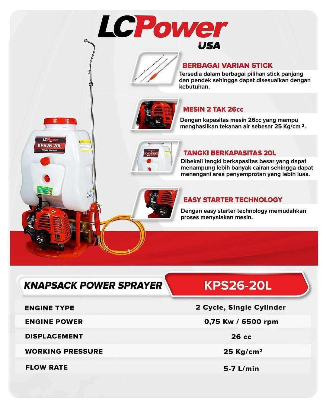 LCP KPS26-20L GASOLINE KNAPSACK POWER SPRAYER 2TAK 20L 26CC - Image 3