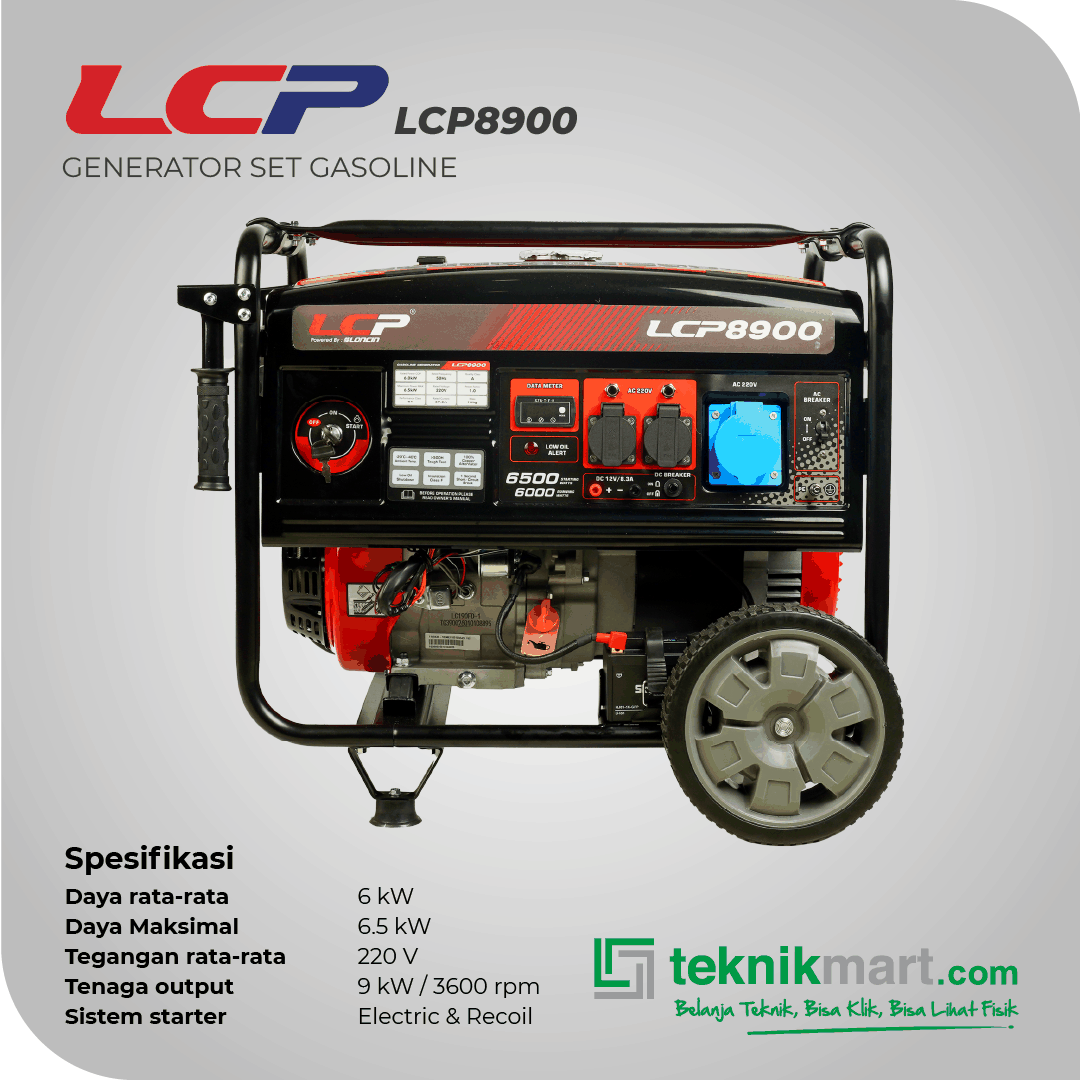 LCP 8900 GASOLINE RECOIL STATER GENSET 6 KW 8HP FORCE AIR COOLING & ANALOG METER - Image 2