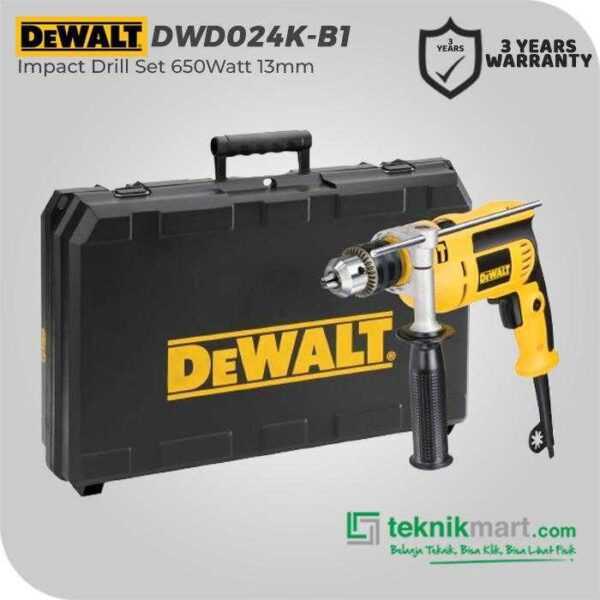 DEWALT DWD024K IMPACT DRILL SET 650WATT 13MM 2800RPM (MATA BOR + BOX)