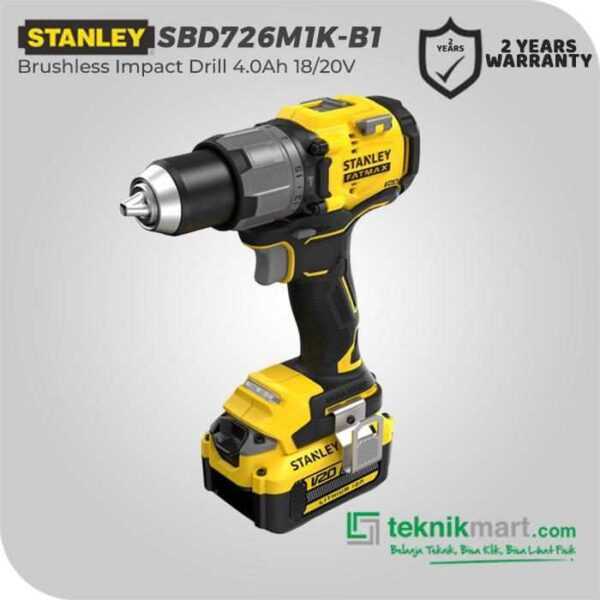 STANLEY SBD726M1K BRUSHLESS IMPACT DRILL FATMAX 20VOLT 13MM (1X BATT 4AH, 1X CHARGER, KOTAK ALAT)