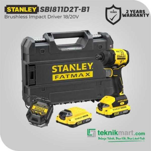 STANLEY SBI811D2T BRUSHLESS IMPACT DRIVER 20VOLT (2X BATT 2AH, 1X CHARGER, KOTAK ALAT)