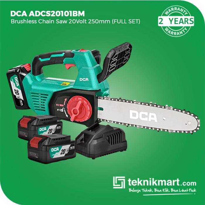 DCA ADCS20101BM BRUSHLESS CHAIN SAW 20VOLT 250MM 10INCH (2X BATT 4.0AH, 1X CHARGER)