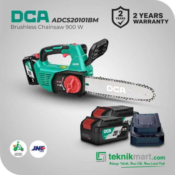 DCA ADCS20101BM BRUSHLESS CHAIN SAW 20VOLT 250MM 10INCH (2X BATT 4.0AH, 1X CHARGER)